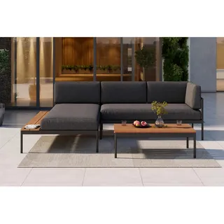 Ambia Garden Loungegarnitur, Grau, Akazie, Metall, Textil, 3-teilig, Füllung: Schaumstoff, 149x99 cm, Loungemöbel, Gartenlounge-Sets