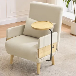 Sessel Loungesessel Klappbar 88x74,5x66 Cm Beige Okmyhome