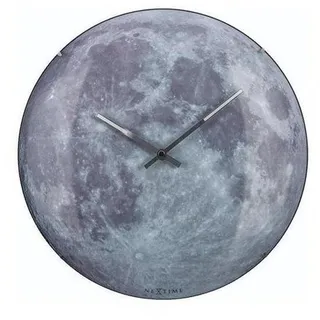 NEXTIME Wanduhr 3164 - Wanduhr "Moon Dome", Glas, leuchtend, Ø 35 cm