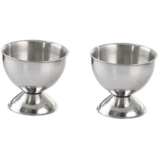 JECOMPRIS 2 Stück Eierbecher aus Edelstahl, Eierständer für Frühstück | Silber, Hält Gekochte Eier Aufrecht, Modern Geformt, für Brunch und Osterei