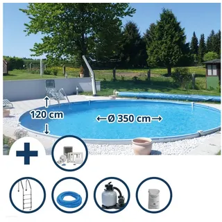 Waterman Stahlwandpool Set tief rund Baja 350 x 120 cm inkl. Folie (8-tlg.)