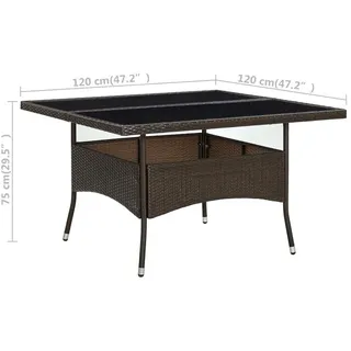 vidaXL Gartentisch 120 x 120 x 75 cm Braun