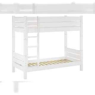 Erst-Holz Etagenbett für Erwachsene 80x200 weiß, Nische 100 teilbar, mit 2 Rollroste 60.16-08 W T100