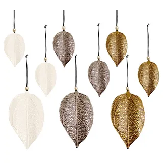 LB H&F Lilienburg Hängedekoration 9er SET Anhänger Blatt Blätter Herbst Deko Dekoration zum Hängen (Blätter Metall METALLBLÄTTER, Herbstblätter Dekoblätter zum Hängen Herbstdekoration modern), Fensterhänger Dekoanhänger Fensterschmuck Fensterdeko Frühling modern silberfarben