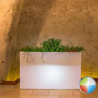 DEKO LAMPE RGB LED BATTERIE AUS HARZ LEUCHTE FÜR GARTEN BELEUCHTUNG FLOWERPOT