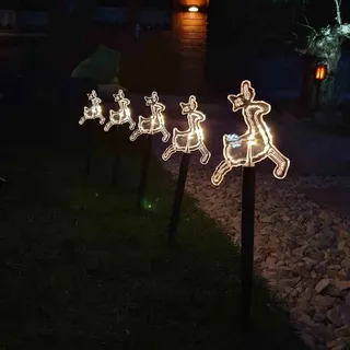 FHS International Lichterkette 5 LED-Leuchtstäbe Kunststoff 24 cm inkl. Timer warmweiß