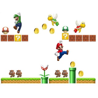 Super Mario Build a Scene Wandaufkleber zum Abziehen und Aufkleben, entfernbarer Stick, für Babyzimmer, Jungen, Mädchen, Kinderzimmer, Wandbild, Dekoration