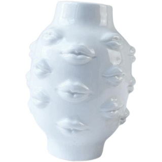 Gralara Keramik Blumenvase Lippe Abstrakte Ornament Hotel Café Zimmer Blumenvase Dekoration, Weiß