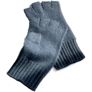 Prettystern Herren Kaschmir-Wolle Halbfinger Cashmere fingerlose Handschuhe Kaschmir Handstulpen Blau Jeansblau - für Herren: 21/11 CM