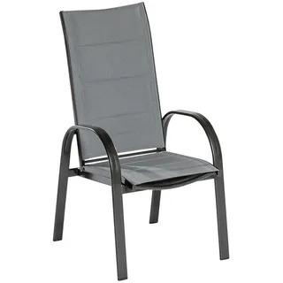 Gardenson Gartensessel, Graphit, Grau, Metall, Textil, 57x110x73 cm, Gartenmöbel, Gartenstühle, Gartenstühle