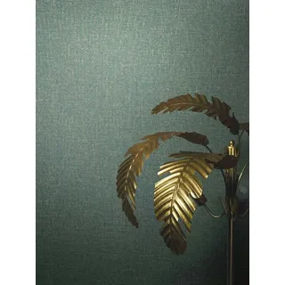 Marburg Vliestapete Struktur Einfarbig Stoff Optik Petrol Gold Metallic 86538