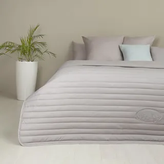 sei Design Luxus Tagesdecke Royal Ambience, 220x240, Taupe/weiß