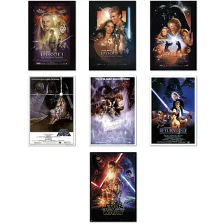 Star Wars Episode I, II, III, IV, V, VI & VII – 7 Stück Film Poster/Kunstdruck Set (7 Regular Style Poster) (Größe: je 61 x 91,4 cm)