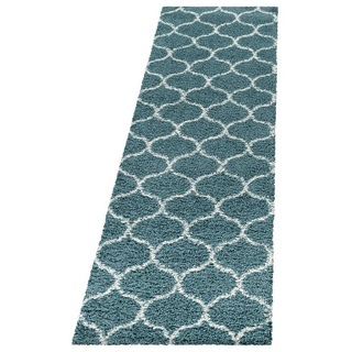 Hochflor-Teppich Teppich für den Flur oder Küche Skandinavisches Design, Stilvoll Günstig, Läufer, Höhe: 30 mm blau Läufer - 80 cm x 250 cm x 30 mm