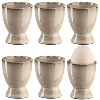 Bluweet Eierbecher 6er Stück Set Eierhalter Eierständer Porzellan aus Keramik cm für Jeden Frühstückstisch Hart und Weichgekochten Eiern Grau