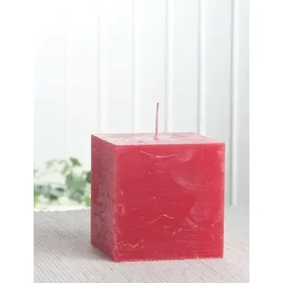 Rustik-Stumpenkerze, viereckig, 7,5 x 7,5 x 7,5 cm Ø, rot