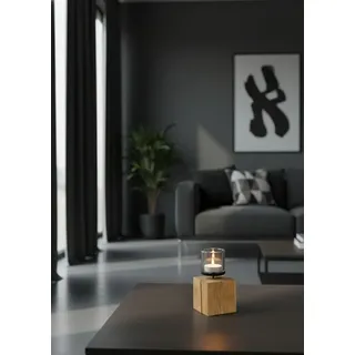 Windlicht Natur Eiche sägerau - Rustikal & Modern, Deko für Wohnzimmer 40 cm x 2...