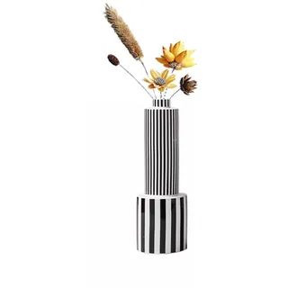 Tauzveok Schwarz Weiße Streifen Vase, Keramikvase, Blumenvasen Modern, Vasen Tischdeko, Blumenvasen Home Deko, Dekoration Wohnzimmer, Büro Deko, Fensterbank Deko,Black White l