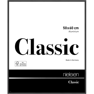 nielsen Bilderrahmen, 50 x 60 cm, Aluminium, Schwarz matt, Posterrahmen zum Aufhängen im Hoch- & Querformat, Echtglas, Classic