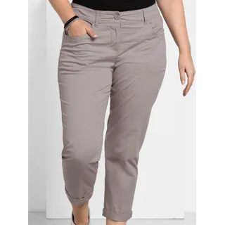 7/8-Hose SHEEGO, Damen, Gr. 54, Normalgrößen, grau (silbergrau), 97% Baumwolle, 3% Elasthan, unifarben, Hosen 7/8-Hose