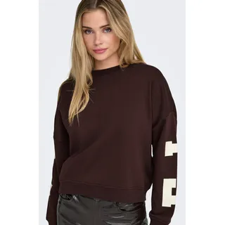 Sweatshirt ONLY "ONLSWEAT L/S BACK/SLEEVE PRINT SWT NOOS", Damen, Gr. M, rot (vineyard wine detail:birch florida print), Sweatware, Obermaterial: 60% Baumwolle, 40% Polyester, bedruckt, loose fit normal, Rundhals, Rippbündchen, Sweatshirts Sweatshirt, Baumwollmischung, loose fit