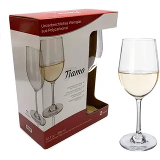 Moritz Timo Camping Gläser Polycarbonat 2 Stück bruchfest Weißwein Gläser Set kratzfest Weingläser 350 ml Weißweingläser