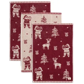 Next Geschirrtuch 3er-Set Frottee Geschirrtücher, Weihnachten/Santa, (3-tlg) rot