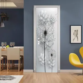 3D Türaufkleber Abstrakte Pusteblume Türposter 3D Türsticker Selbstklebend Tapete Wasserdichtes Abnehmbare Wohnzimmer Wandtattoos Vinyl Wandbild Wohnkultur B85 x H205cm