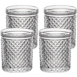 Becherglas Saftglas Trinkbecher Retro-Look 4er Set 150ml Bleikristall klar