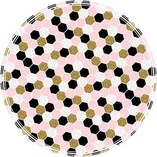 MYSPOTTI Vinylteppich "Buddy Vania" Teppiche rund, wasserfest und statisch haftend Gr. Ø 68 cm, 0,5 mm, 1,45 m2, 1 St., rosa (schwarz, rosa, weiß, goldfarben) Esszimmerteppiche