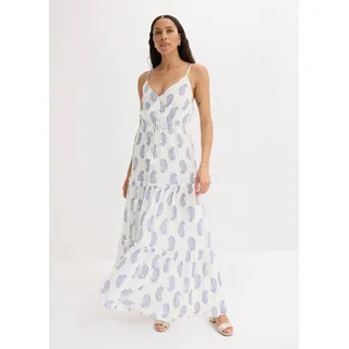 bonprix Maxikleid aus strukturierter Viskose mit Glitzereffekt, weiß, Gr.36, sommerliches Maxikleid aus strukturierter Viskose mit Glitzereffekt und Spaghetti-Trägern, aus Viskose