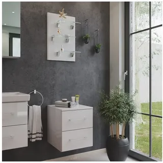 Magnolia Home Hängeschrank Kombi: Seitenschrank Cube, Regal-Panel 3 Glasböden weiß hochglanz
