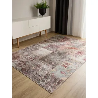 benuta Basic Waschbarer Teppich George - Multicolor/Braun 120x170 cm - Kunstfaser - Rechteckig & im Style: Vintage, Ethno-Style, Shabby Chic - Pflegeleicht für Wohnzimmer Schlafzimmer