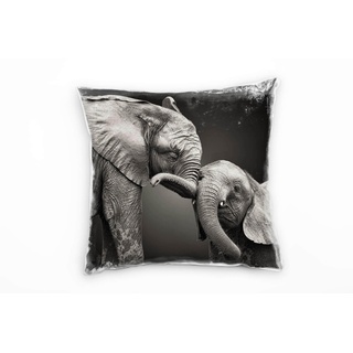 Paul Sinus Art Tiere, kuschelnde Elefant, grau Deko Kissen 40x40cm für Couch Sofa Lounge Zierkissen - Dekoration zum Wohlfühlen