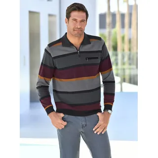 Poloshirt CLASSIC BASICS "Langarm-Shirt", Herren, Gr. 48/50, bunt (anthrazit, bordeaux), 62% Baumwolle, 38% Polyester, gemustert, gestreift, ohne Ausschnitt, Shirts