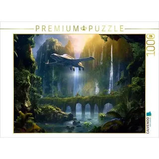 CALVENDO Puzzle Science Fiction - Reise zu fremden Planeten - Versteckte Ruinen 1000 Teile Lege-Größe 64x48cm Foto-Puzzle für glückliche Stunden
