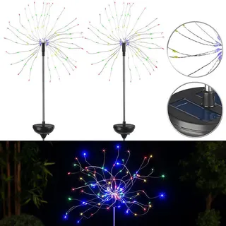 Lunartec 2er-Set Garten-Solar-Lichtdekos mit Feuerwerk-Effekt, 120 LEDs, IP44