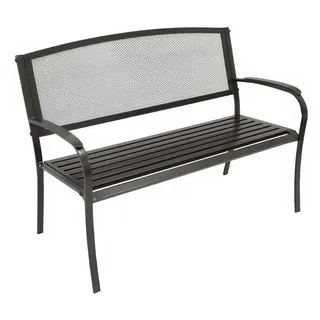 Sitzbank Metall Sonderburg - 119 x 90 x 64 cm - Farbe: Anthrazit - wetterfeste Sitzbank (2-Sitzer) aus Eisen und beschichtetem Streckmetall