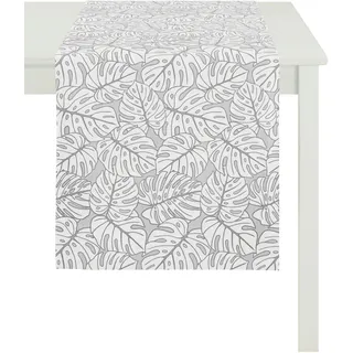 APELT Tischläufer APELT "3953 OUTDOOR, Jacquard, Sommerdeko, Sommer", grau (hellgrau, weiß), B:48cm L:140cm, Baumwolle, Polyacryl, Polyester, Tischdecken