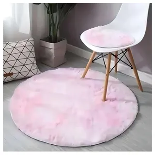 Hochflor-Teppich Runder Teppich Einfache Tie-Dye Seidenhaar Wohnzimmer Fußmatte, Fivejoy, 120 Durchmesser kleiner runder Teppich rosa