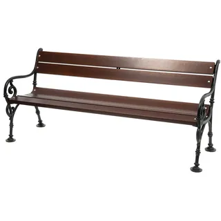 Sellon24® Parkbank Gartenbank Gusseisen Massiv Holz Palisander Gestell Gartenmöbel Sitzbank (0109)