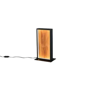 Tischlampe Beistellleuchte Nachttischleuchte LED 4 Stufen Touchdimmer Holz eckig