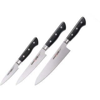 SAMURA PRO-S Messerset Gemüsemesser, Universalmesser, Kochmesser 59 HRC Geschenkbox