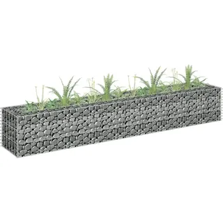 WIFESE Gabionen Hochbeet 180×30×30 cm Gabionenwand Steinkorb Gabione Gabionenkorb Pfosten Gabionen Zaun Gabionensäule Steingabionen Gabionenkörbe Pflanzenwand Verzinkter Stahl
