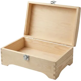 GoodFreshDecor Holzkiste mit Schloss und Schlüssel - Schatztruhe mit rundem Deckel zur Aufbewahrung von Erinnerungen - Rustikale Holzbox - DIY Geschenkbox zum Bemalen - 30 x 20 x 13 cm Natur