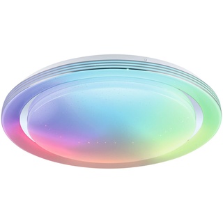 Paulmann 70547 LED Deckenleuchte Rainbow mit Regenbogeneffekt incl. 1x38,5 W dimmbar dynamicRGBW Farbsteuerung Chrom, Weiß Kunststoff, Metall 3000 K