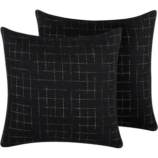 Beliani Bellflower Dekokissen 45 x 45 cm Schwarz