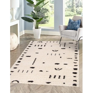 Hochflor-Teppich Shaggy Teppich, Weicher Teppich, Wohnzimmer, Schlafzimmer, Rikmani beige|bunt