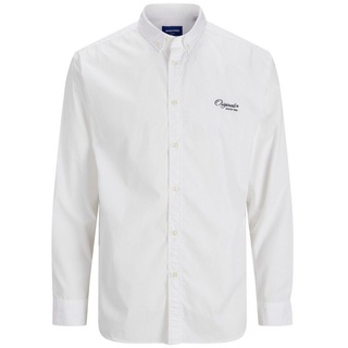 Jack & Jones Langarmhemd Hemd Unifarbenes Button-Down-Hemd BRINK DETAIL weiß
