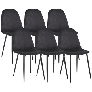 Vcm 6Er Esszimmerstühle Skandinavischer Gepolsterter Küchenstuhl Stühle Esszimmer Esstischtisch Rückenlehne Fiolo (Farbe: Anthrazit)